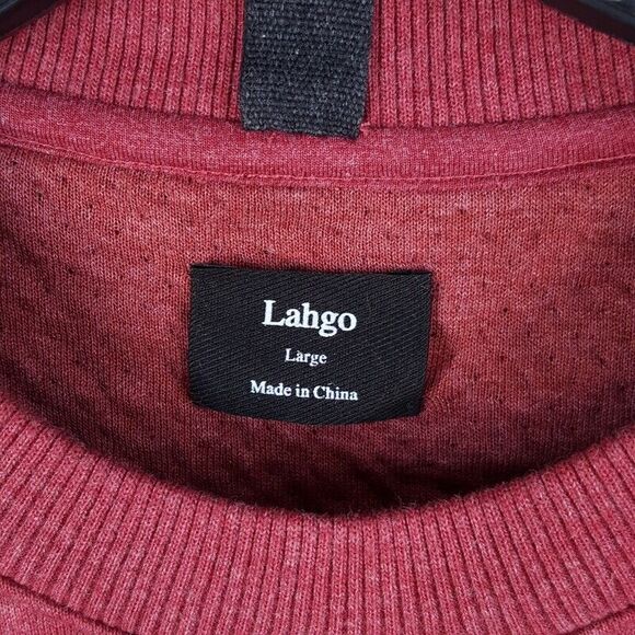 LUNYA Mens Sweatshirt Large Maroon Pullover Crew RESTORE DOUBLE FACED LAHGO - Picture 2 of 9